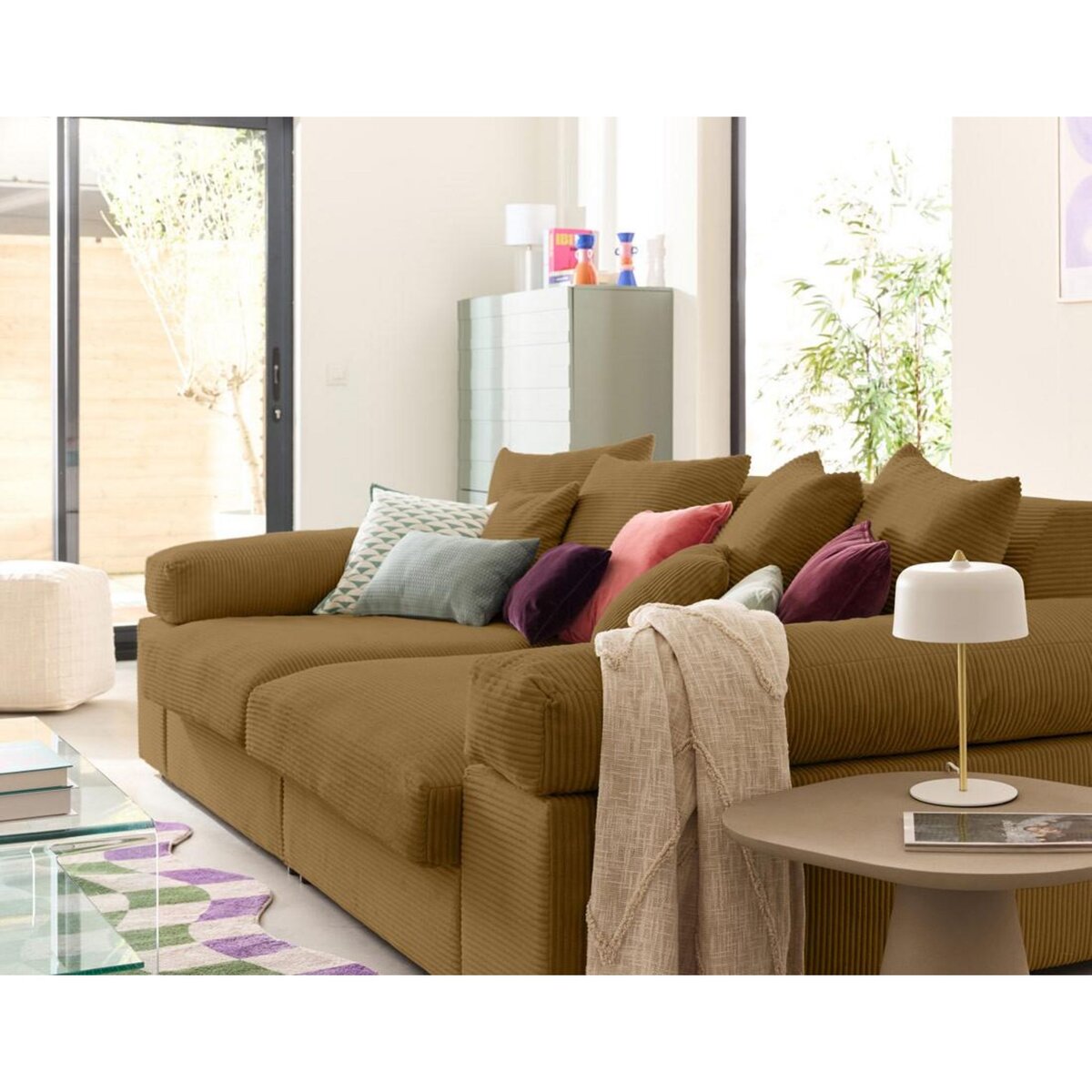 LISA DESIGN Aspen - canapé 4 places - assise profonde - velours côtelé