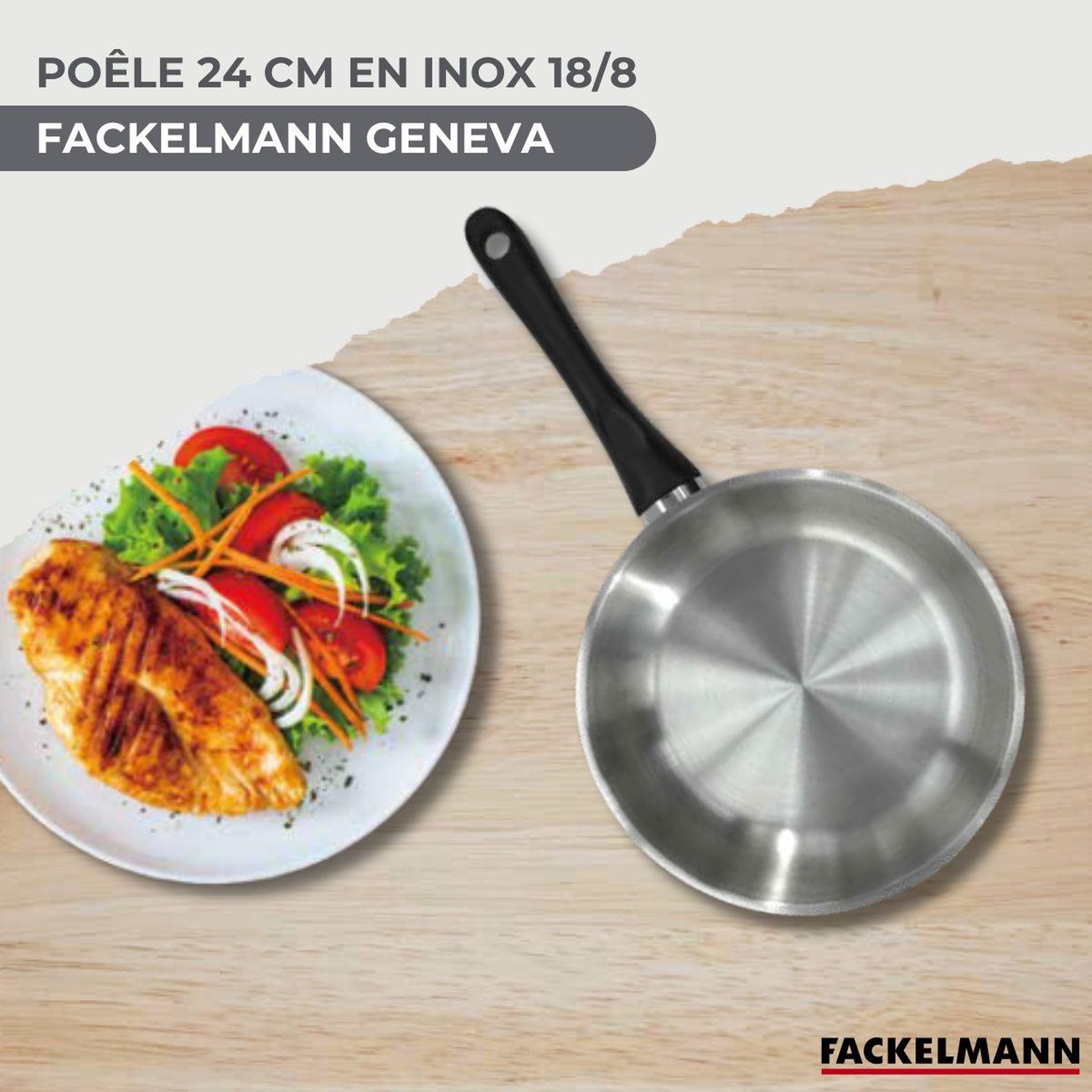 Voir la diapositive 2 : Fackelmann Poêle en inox 24 cm fackelmann geneva