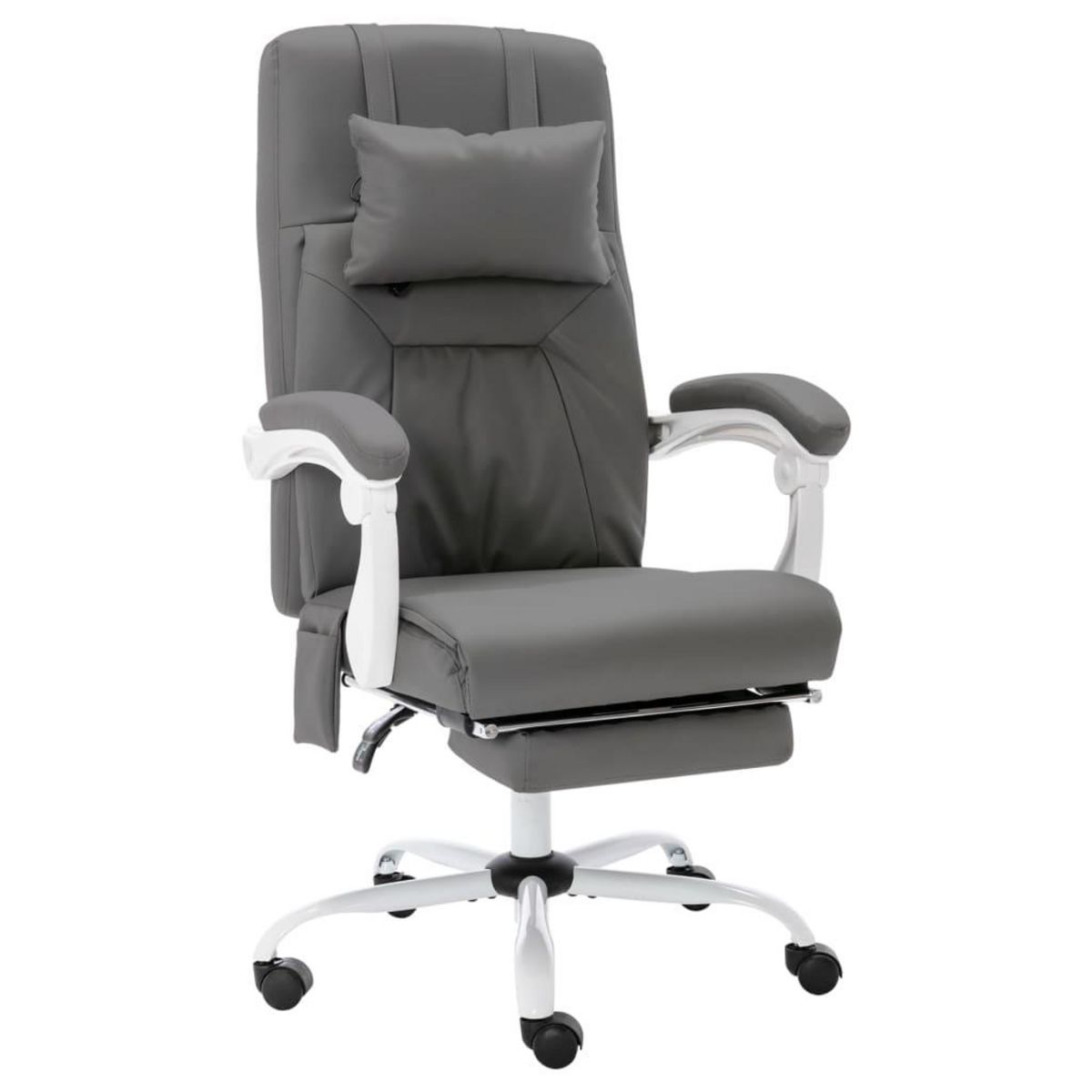VIDAXL Chaise de bureau de massage Gris Similicuir