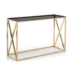 Paris Prix Console Design en Verre  Gladis  120cm Or & Noir