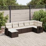 VIDAXL Salon de jardin avec coussins 7 pcs marron resine tressee