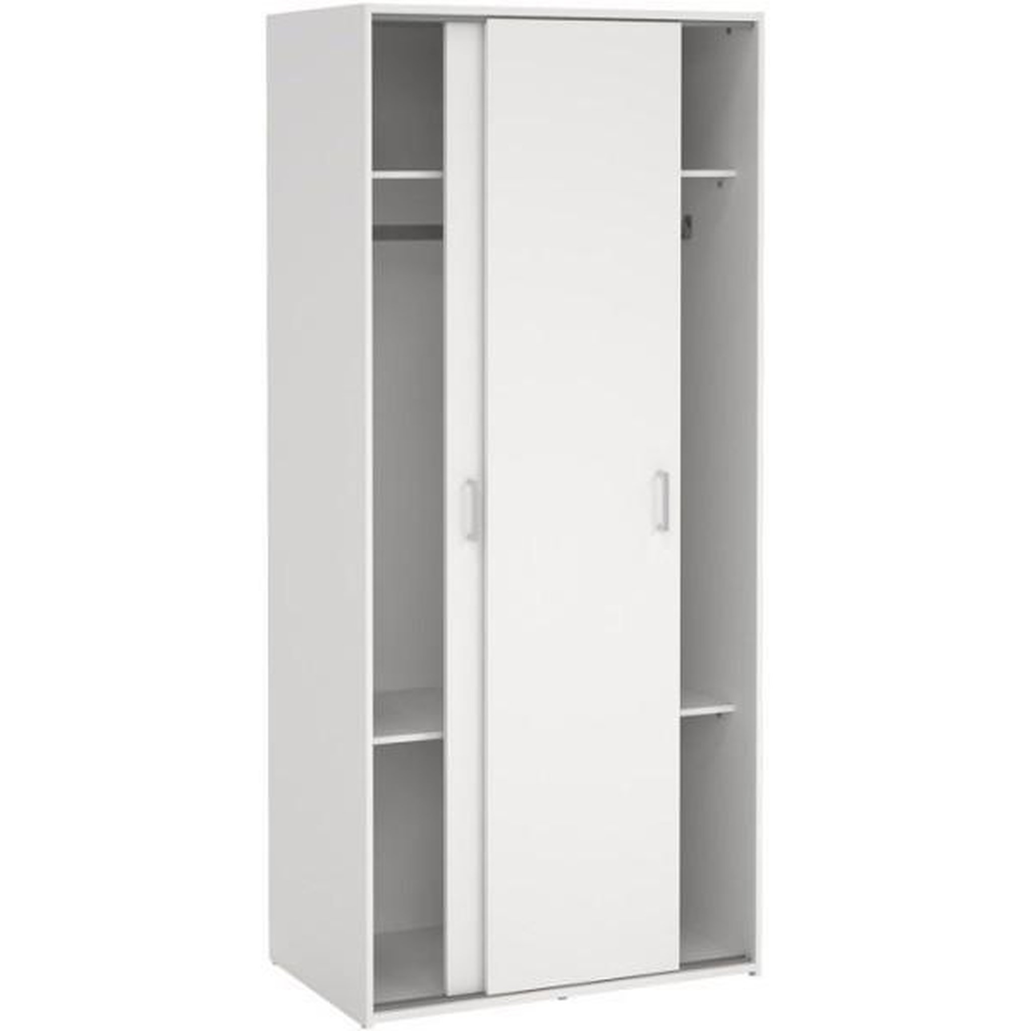 Voir la diapositive 5 : MARKET24 Armoire de chambre - space - blanc - 2 portes coulissantes - 77,6 x 48,3 x 175,4 cm