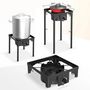 Voir la diapositive 2 : INTEC Réchaud Gaz 4 pieds 4.5KW Modulable 3 Hauteurs - Cuisine Extérieure Dimensions 40 x 40 x H78cm Allumage Piezo