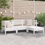 VIDAXL Canape de jardin 3 places et repose-pied blanc bois pin massif