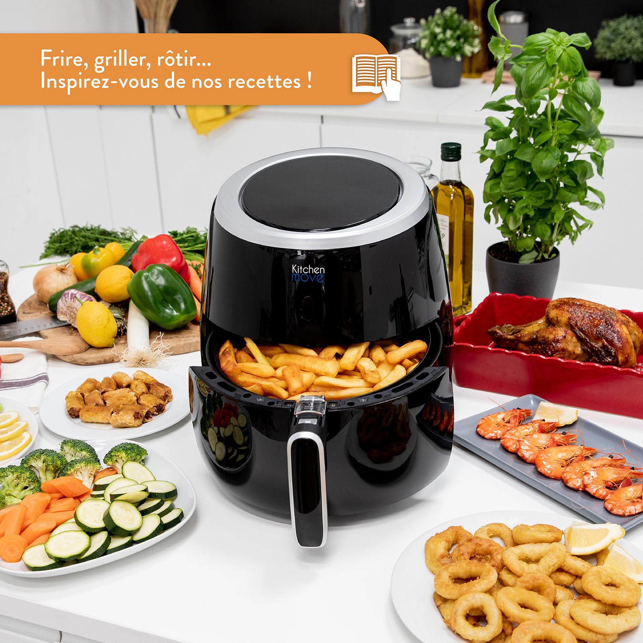 Voir la diapositive 2 : Kitchen move Friteuse sans huile 6.4l 1.3kg 2000w - bat-25a