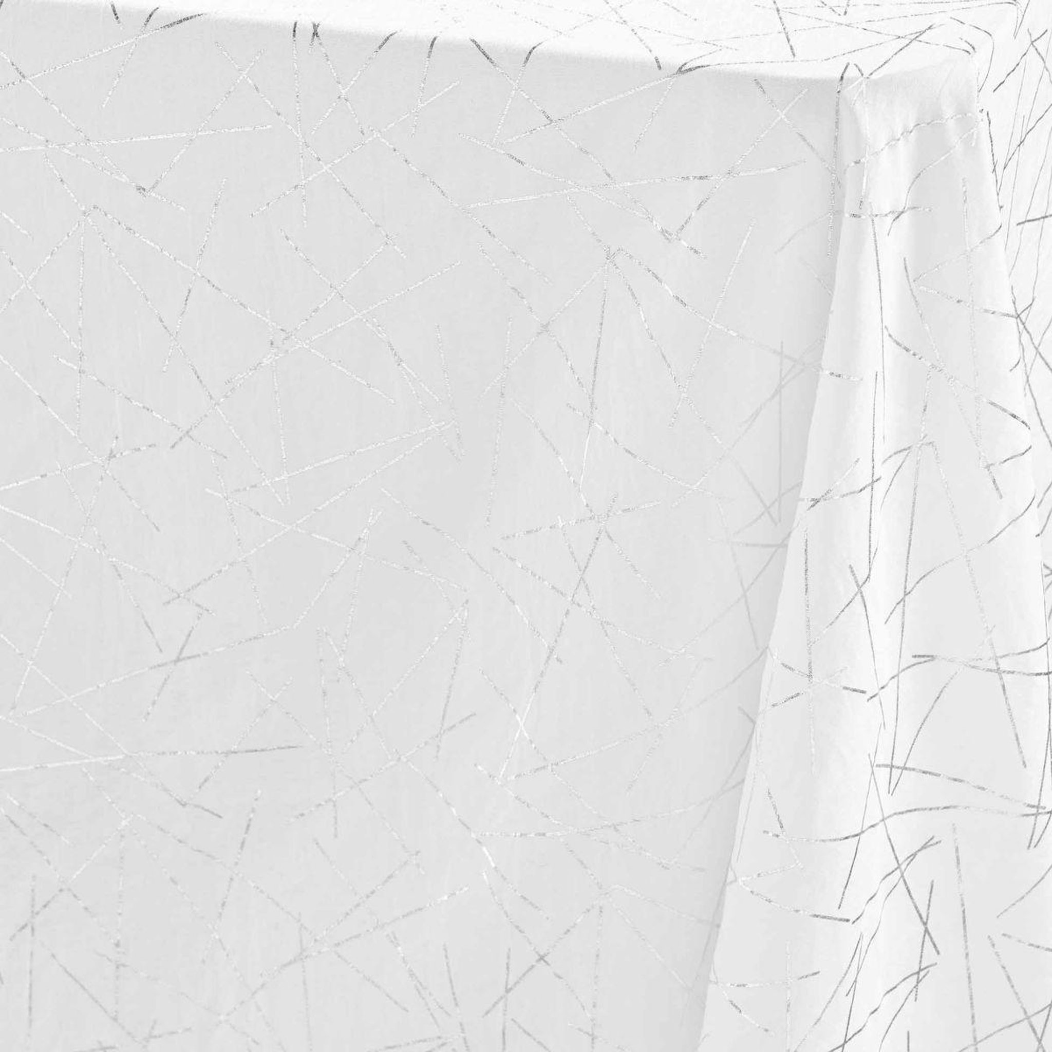 Voir la diapositive 2 : Douceur d'Intérieur Nappe antitache imprimé  mikado  140x240cm blanc & argent