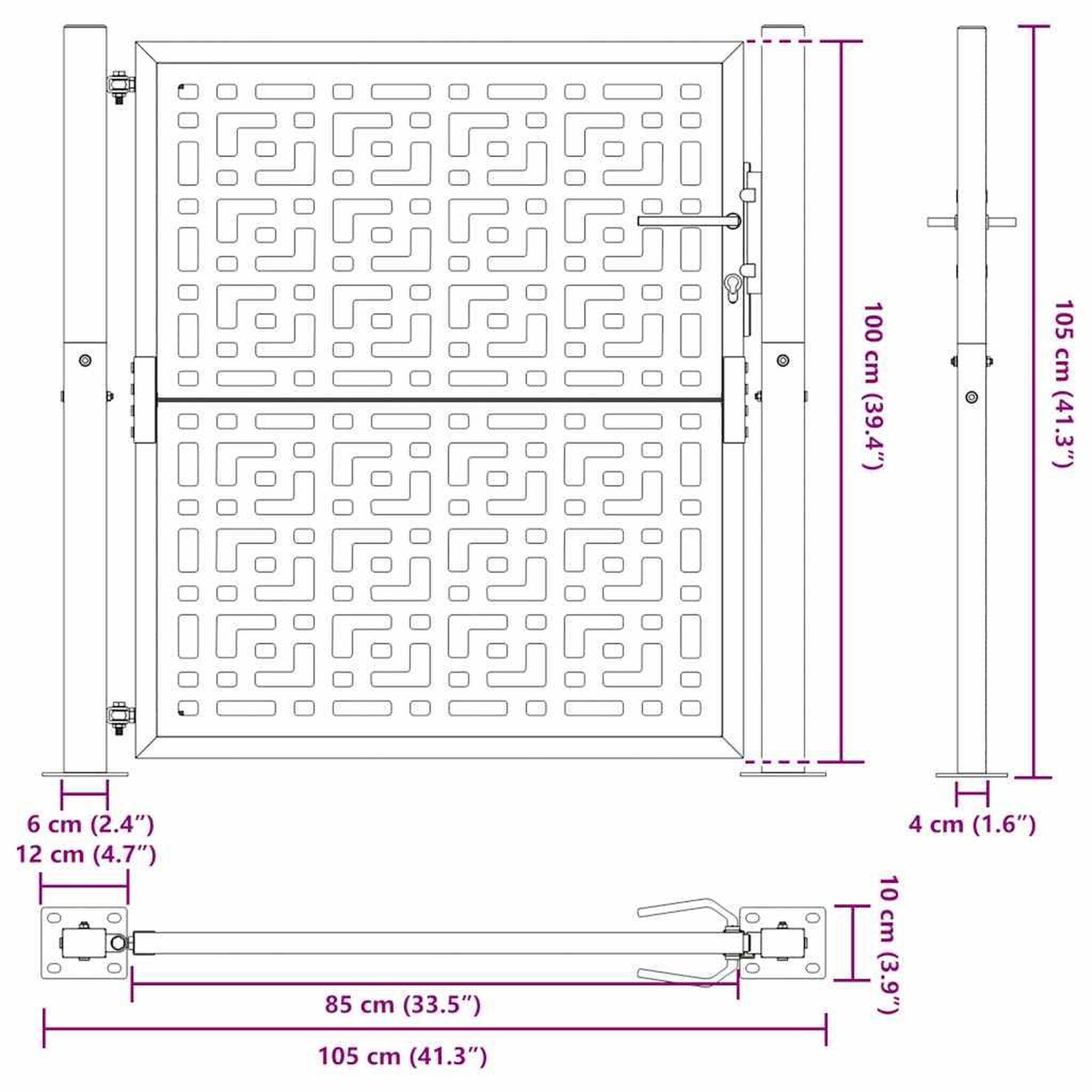 Voir la diapositive 6 : VIDAXL Porte de jardin acier resistant aux intemperies design croise