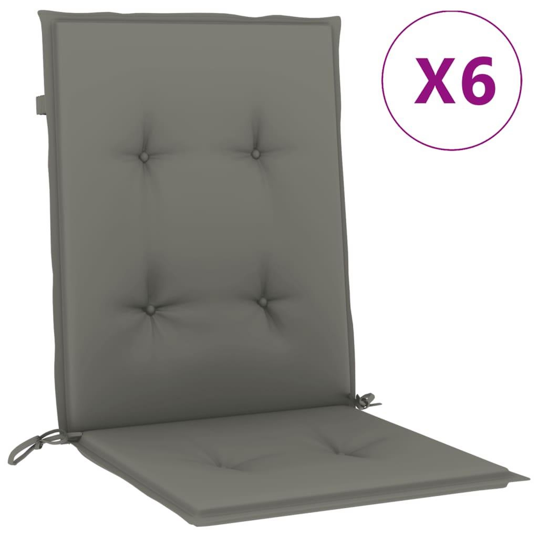 Voir la diapositive 2 : VIDAXL Coussins de chaise a dossier bas lot de 6 gris fonce melange