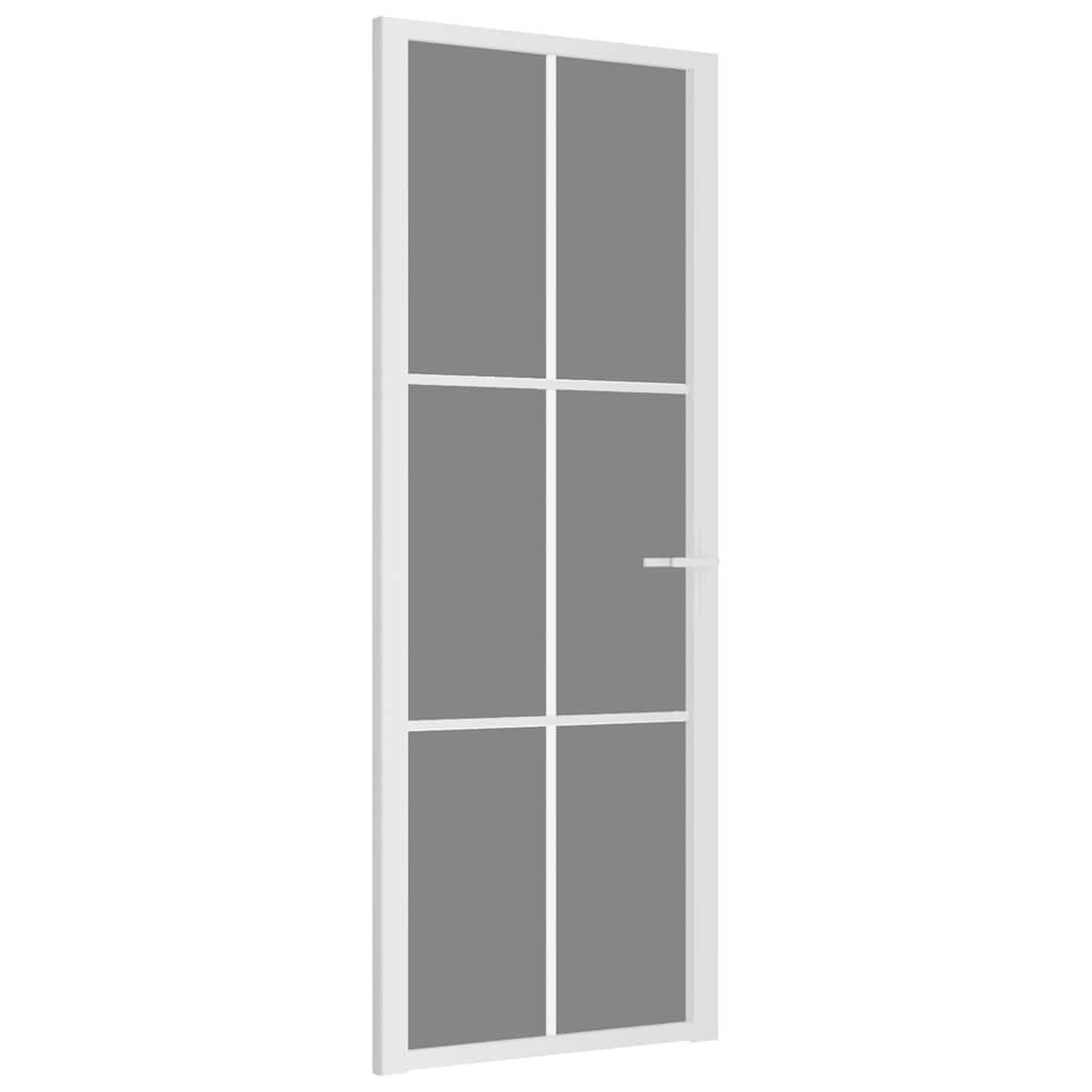 Voir la diapositive 2 : VIDAXL Porte interieure 76x201,5 cm blanc verre esg et aluminium