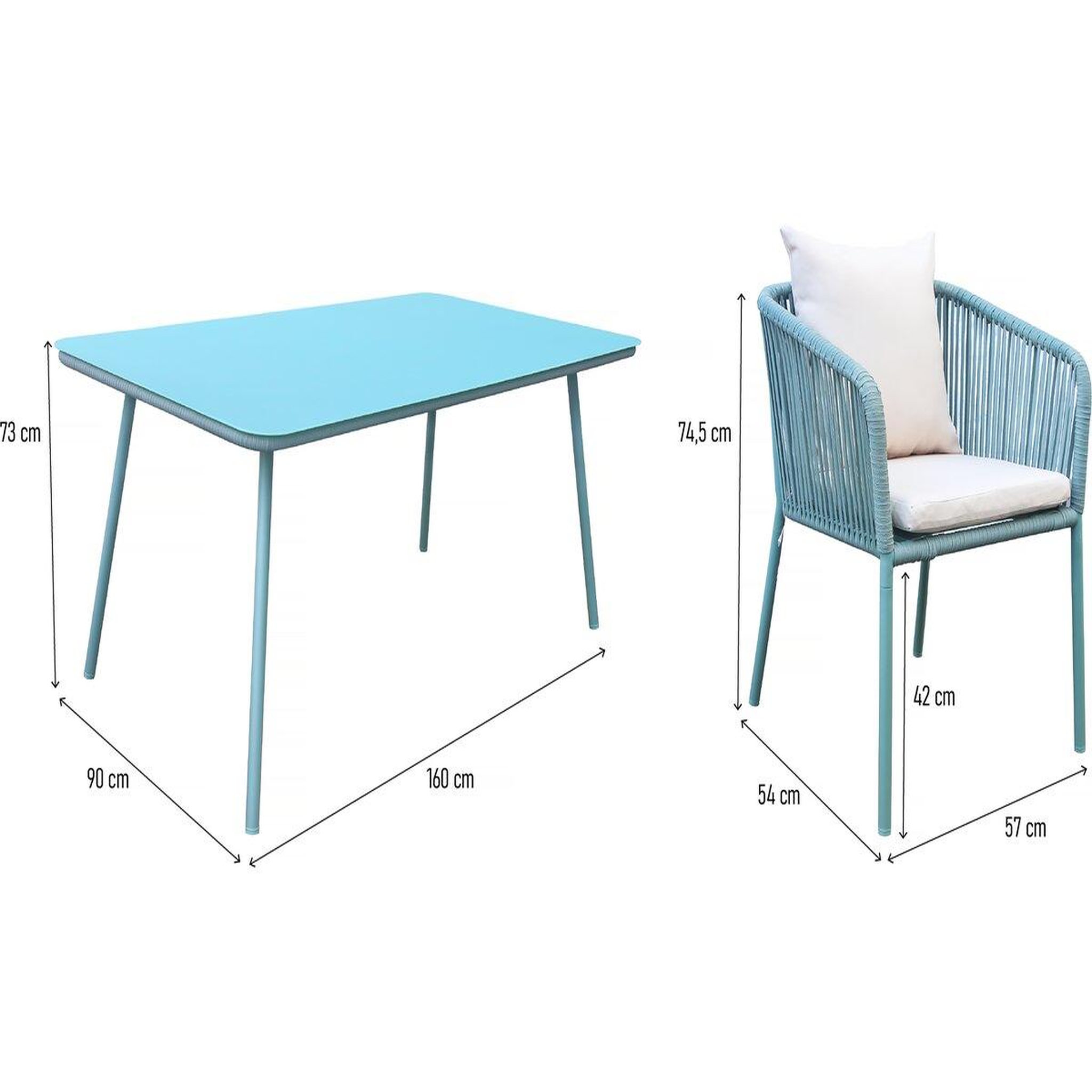 Voir la diapositive 3 : Habitat et Jardin Salon de jardin repas   Léna  - 194 x 70 x 73 cm - Vert