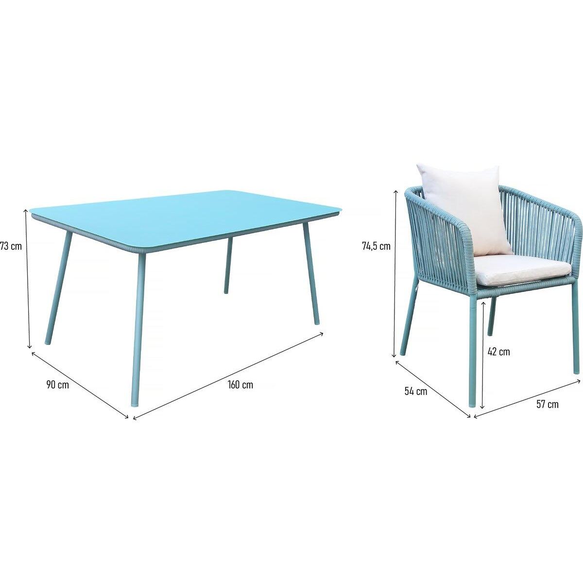 Habitat et Jardin Salon de jardin repas   Léna  - 194 x 70 x 73 cm - Vert