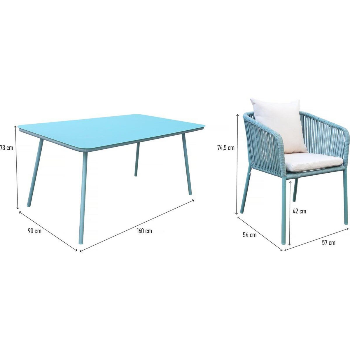 Habitat et Jardin Salon de jardin repas   Léna  - 194 x 70 x 73 cm - Vert