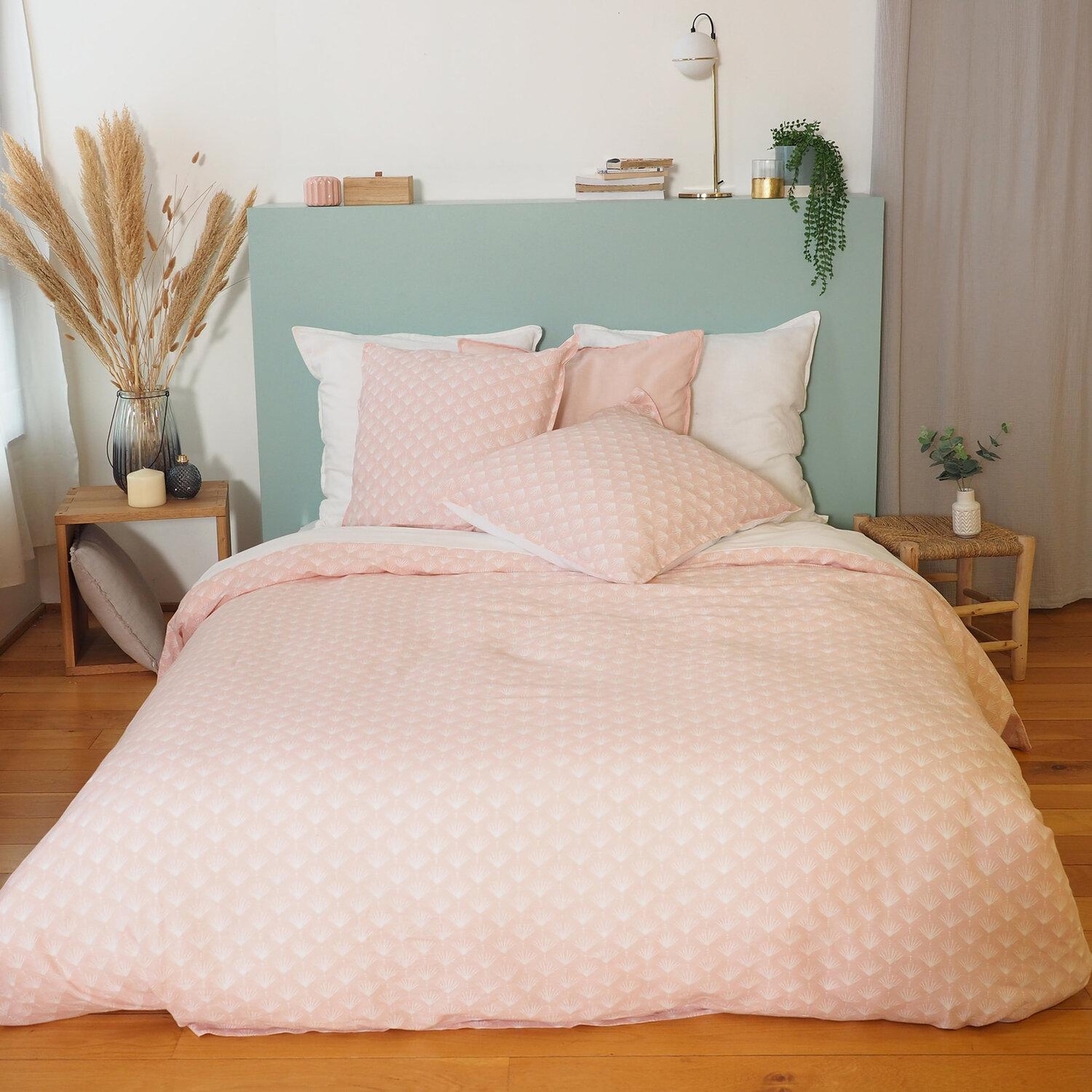 Voir la diapositive 2 : Home collection Parure housse de couette 100% coton lave 57fils evi