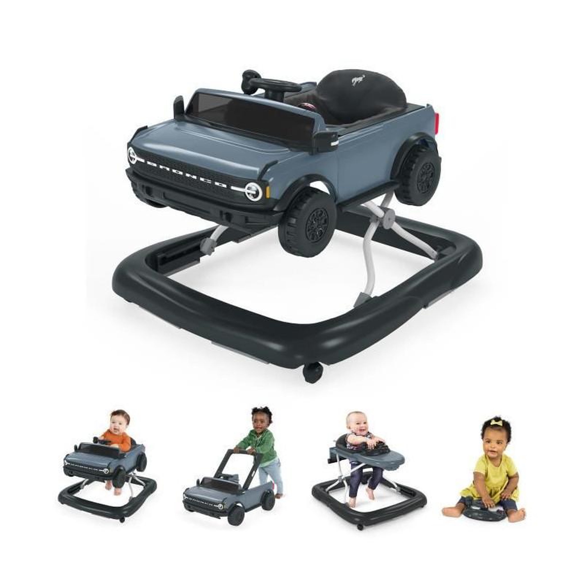 Bright Starts BRIGHT STARTS Trotteur et centre d'activités Ford Bronco 4-en-1, jouet de volant interactif et amovible, gris, a partir de 6 mo