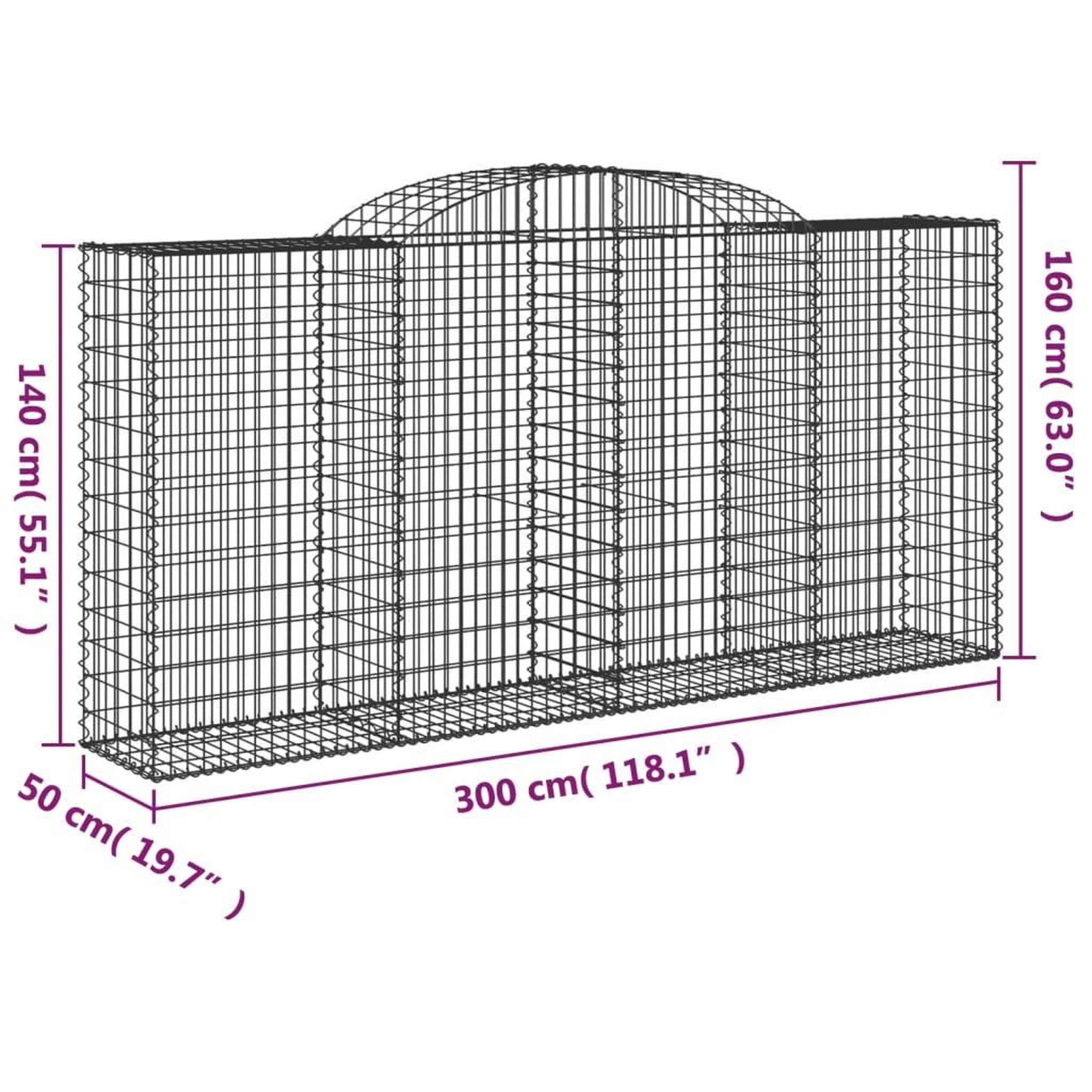 Voir la diapositive 6 : VIDAXL Paniers a gabions arques 17 pcs 300x50x140/160 cm fer galvanise