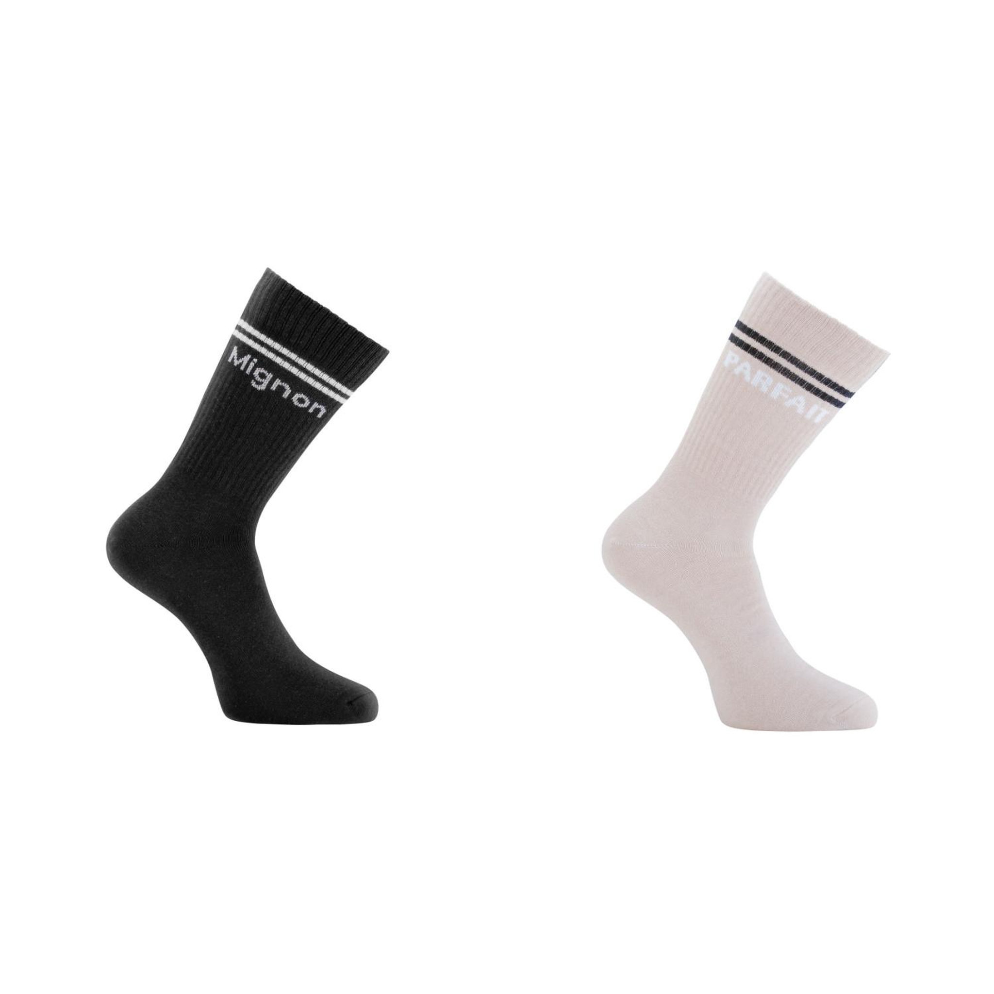Voir la diapositive 1 : TWINDAY Lot de 2 paires de chaussettes homme type tennis mignon et parfait