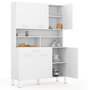 Voir la diapositive 4 : ID MARKET Buffet de cuisine 120 CM CINA 6 portes + tiroir blanc et blanc brillant