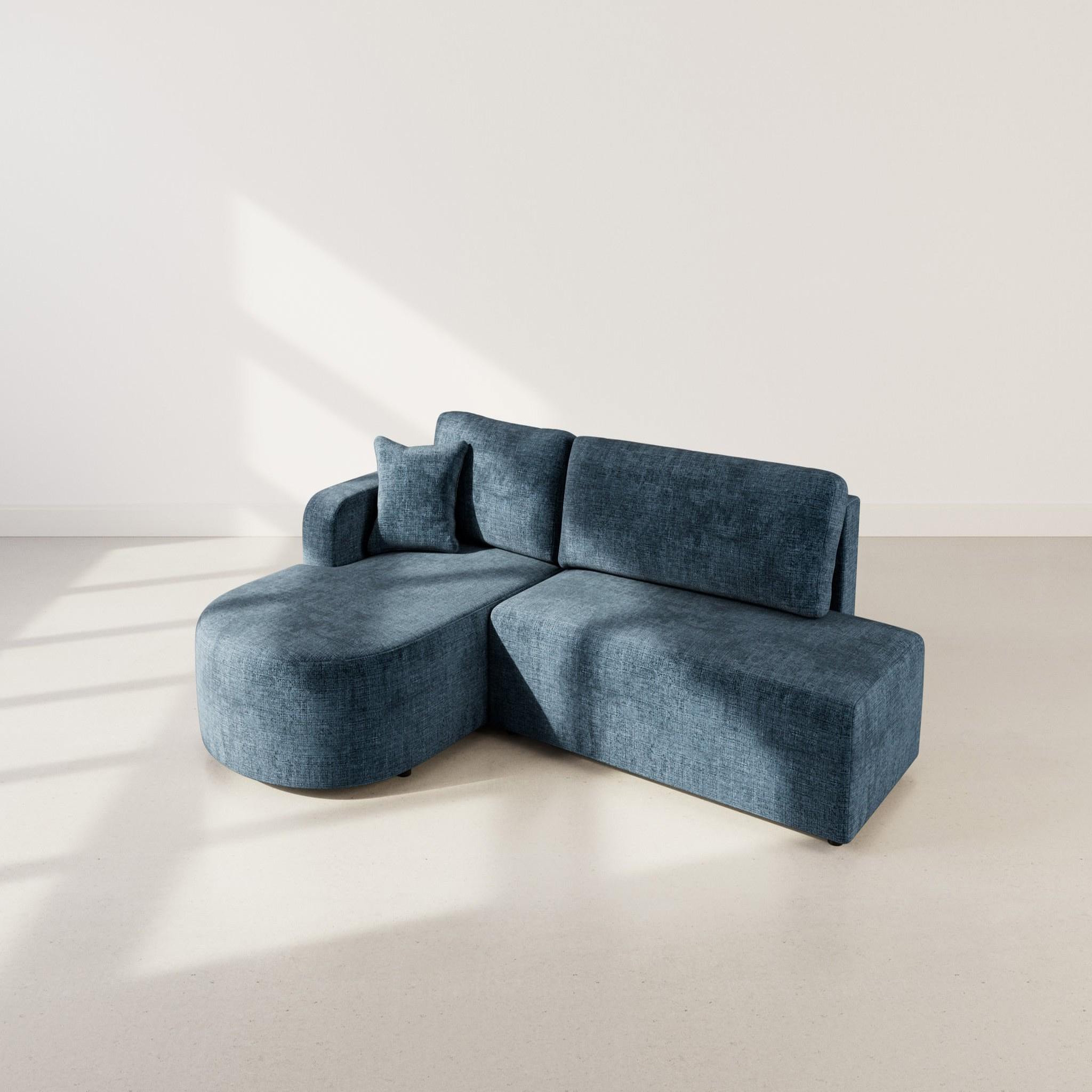 Voir la diapositive 6 : BEST MOBILIER Miro - canapé d'angle gauche 4 places convertible avec coffre en velours texturé