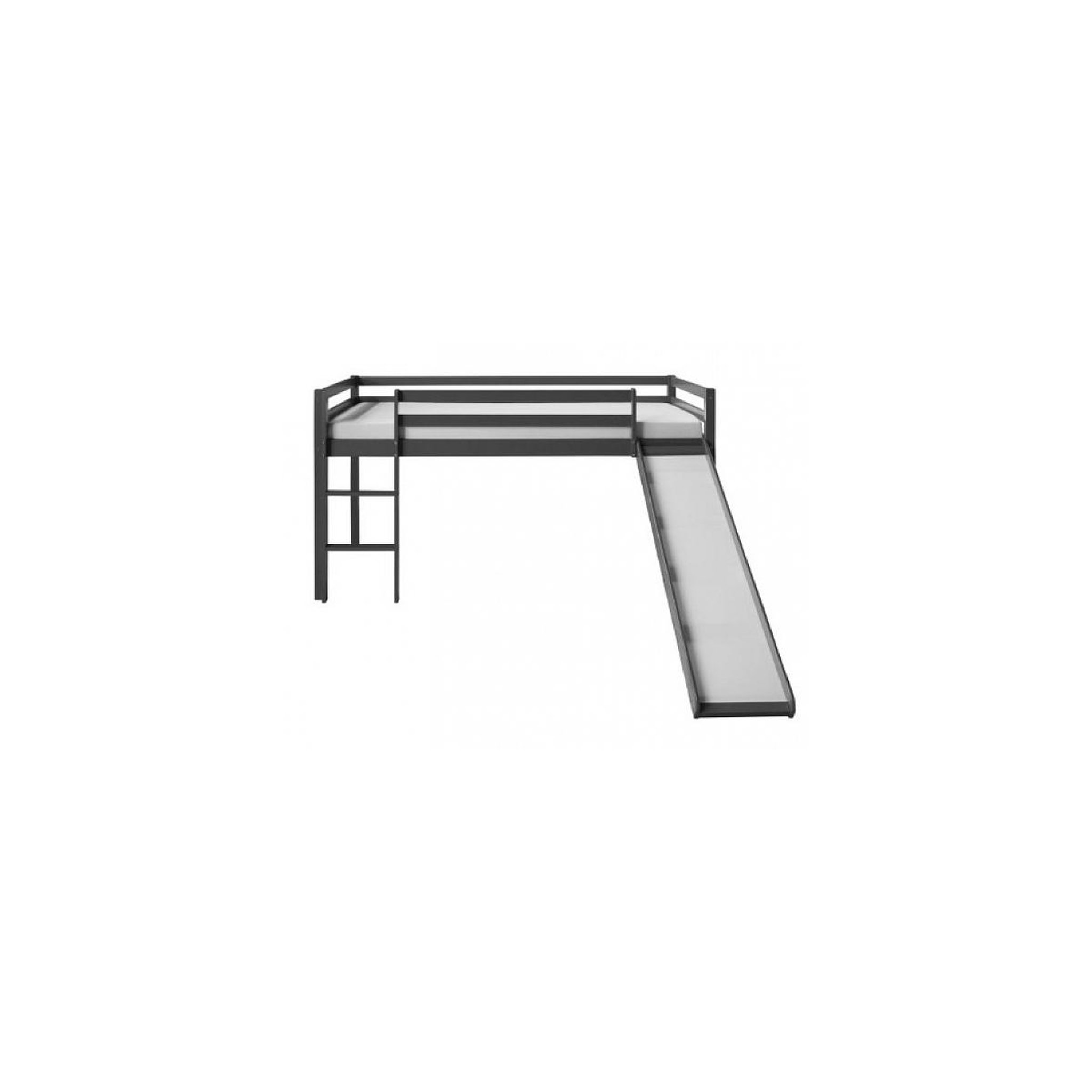 Voir la diapositive 1 : HomeStyle4U Lit mezzanine gris pour enfants avec toboggan et echelle, 90 x 200 cm
