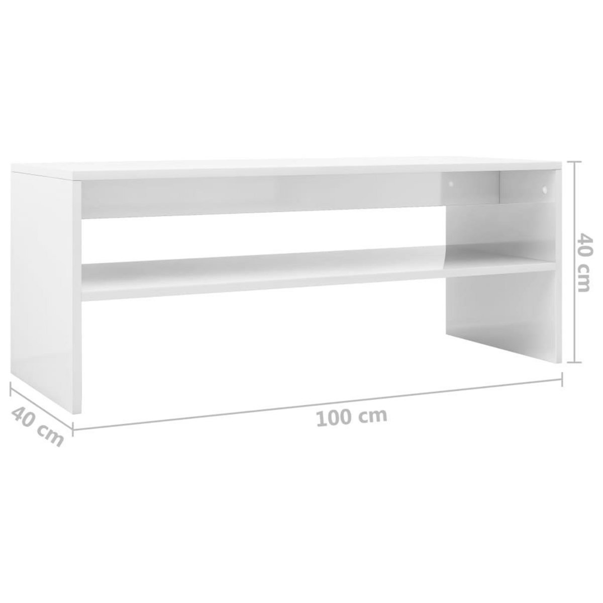 VIDAXL Table basse Blanc brillant 100x40x40 cm Bois d'ingenierie