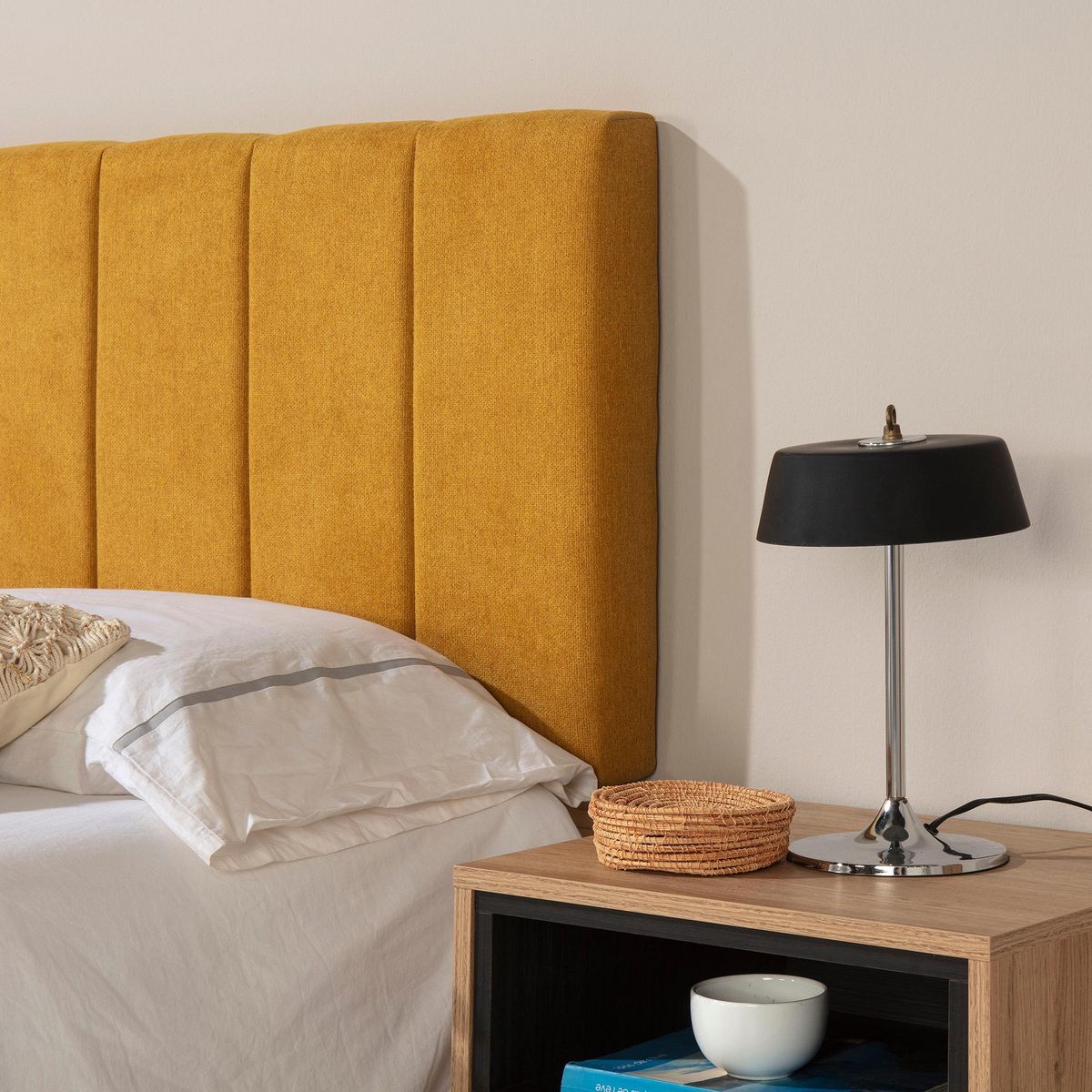 MARCKONFORT Tête de lit tapissée Creta 160x60 cm Couleur Moutarde, 8 cm d'épaisseur