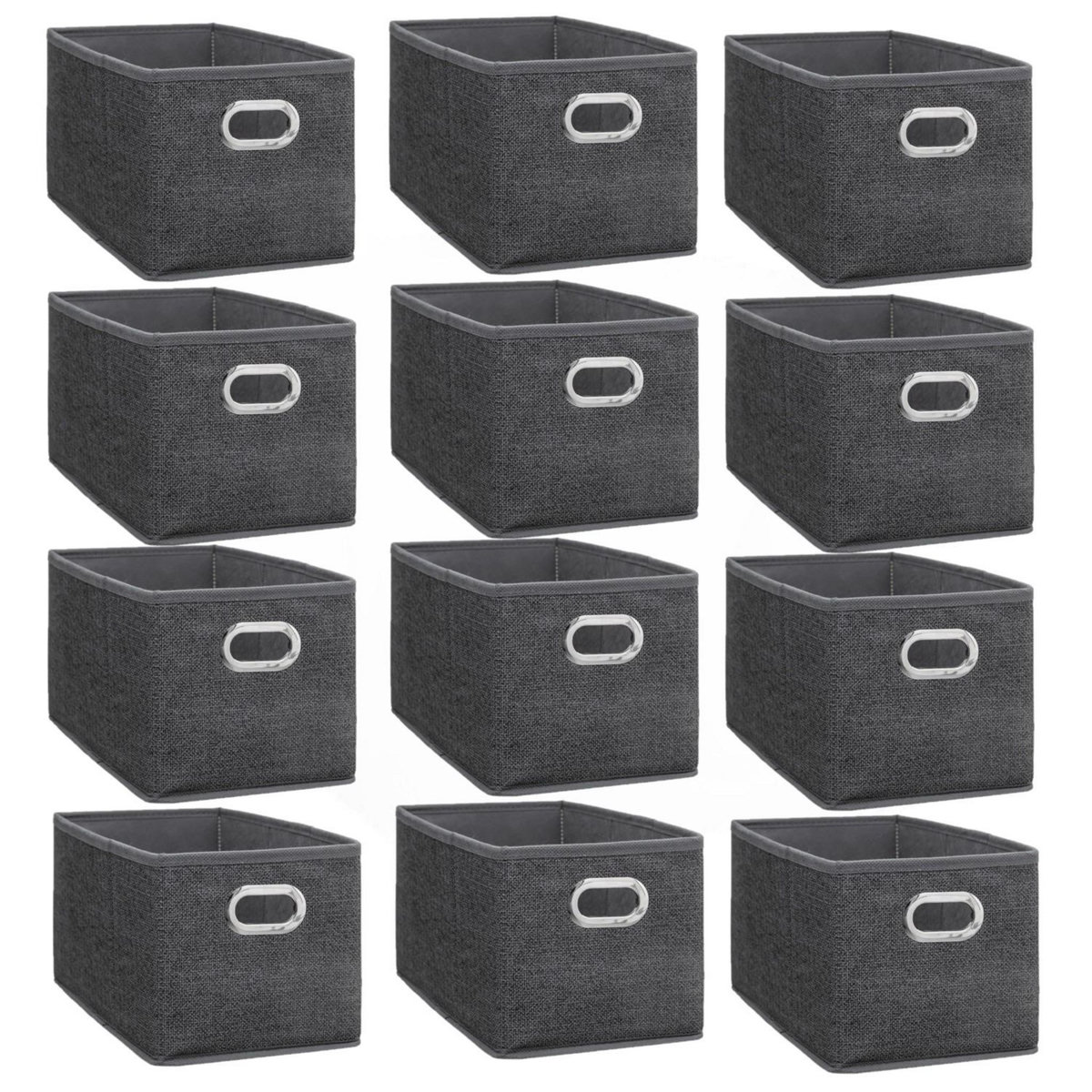 TOILINUX Lot de 12 Boites de rangement en tissu avec poignée