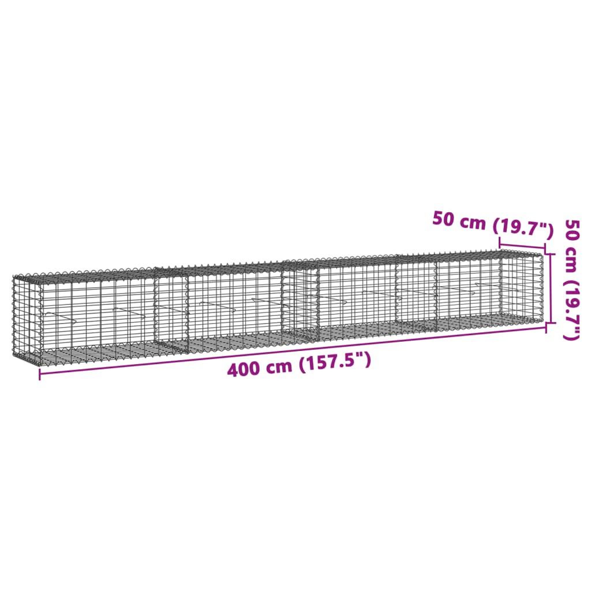 Voir la diapositive 6 : VIDAXL Panier gabion avec couvercle 400x50x50 cm fer galvanise