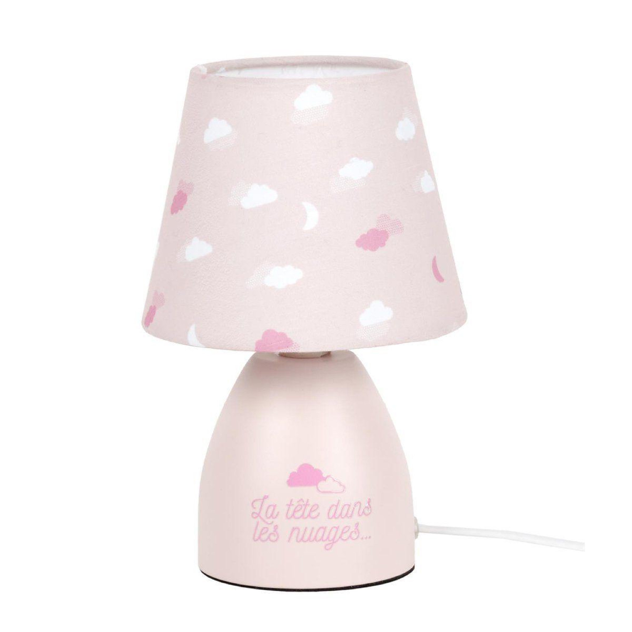 HOME DECO KIDS Lampe de chevet enfant  nuages  19cm rose