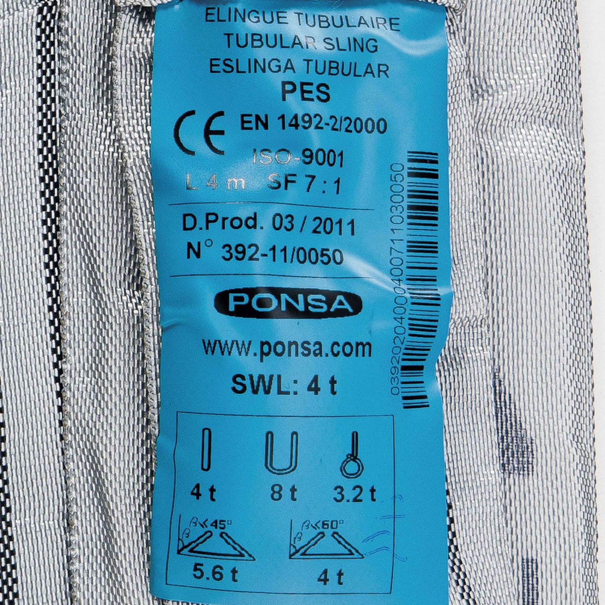 Ponsa Élingue tubulaire synthétique 4T