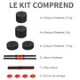Voir la diapositive 4 : HOMCOM Ensemble d'haltères courtes total 25 Kg - barres incluses - entraînement musculaire & haltérophilie - acier HDPE noir rouge