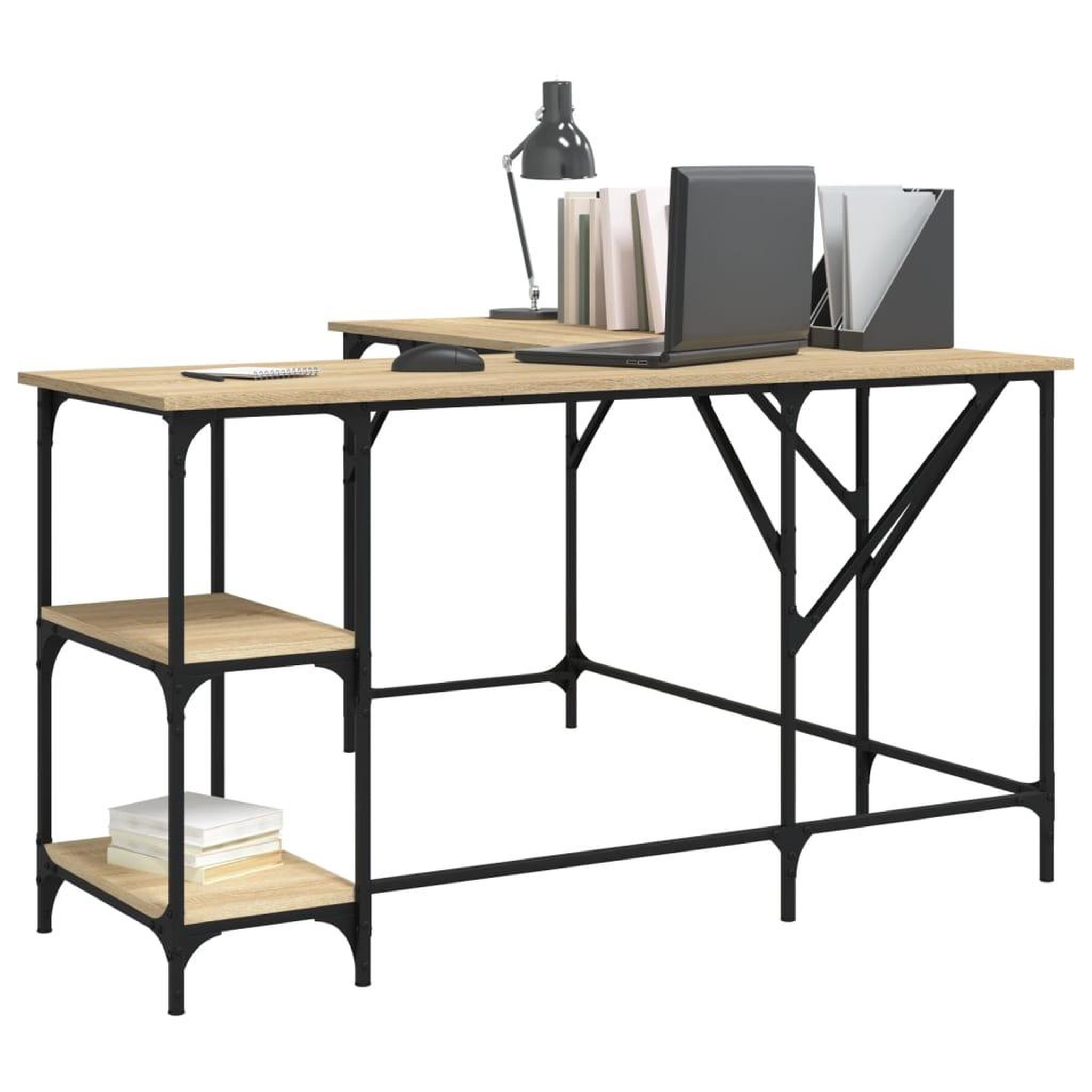 Voir la diapositive 3 : VIDAXL Bureau chene sonoma 139x139x75 cm bois d'ingenierie