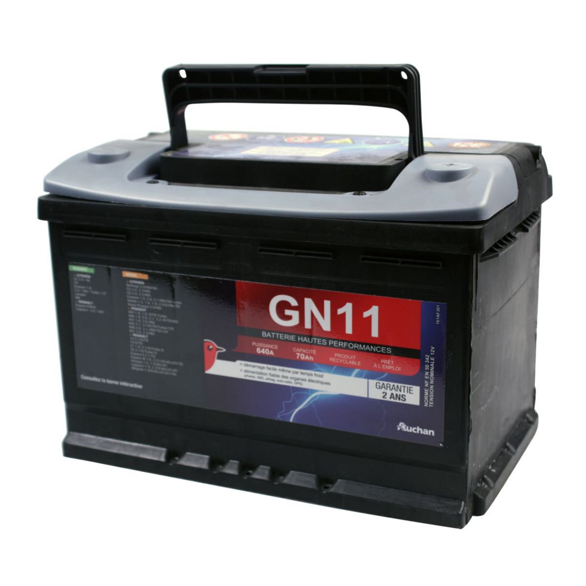 AUCHAN Batterie pour voiture GN11 640A 70Ah
