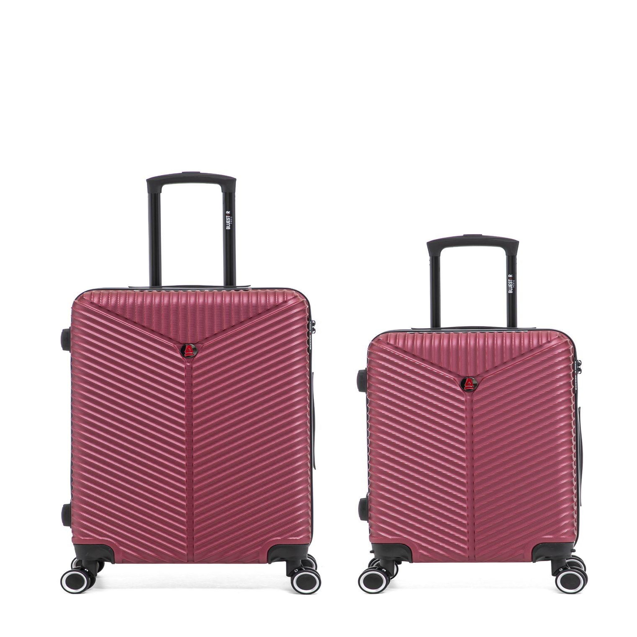 BLUESTAR Lot de 2 Valises Rigides Taille Moyenne et Cabine GAITE. Coloris disponibles : Rose, Jaune, Bleu, Vert