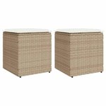 VIDAXL Tabourets de jardin avec coussins lot de 2 beige resine tressee