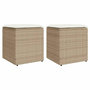 Voir la diapositive 1 : VIDAXL Tabourets de jardin avec coussins lot de 2 beige resine tressee