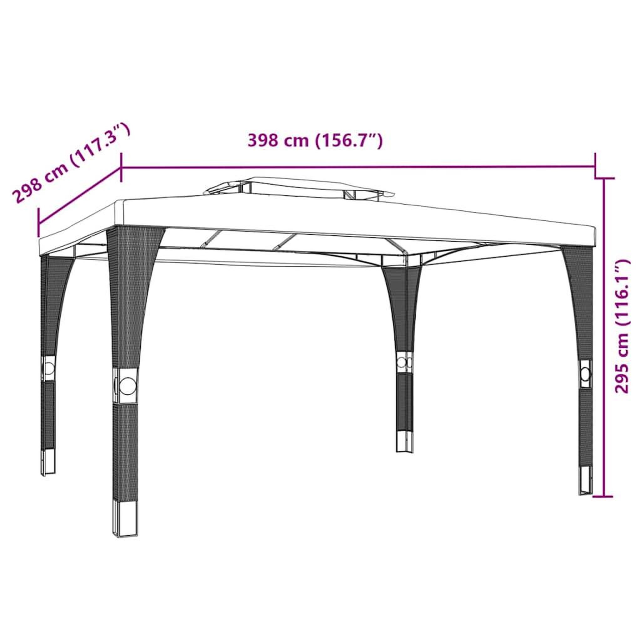 Voir la diapositive 6 : VIDAXL Tonnelle a double toit creme 3,98x2,98 m acier