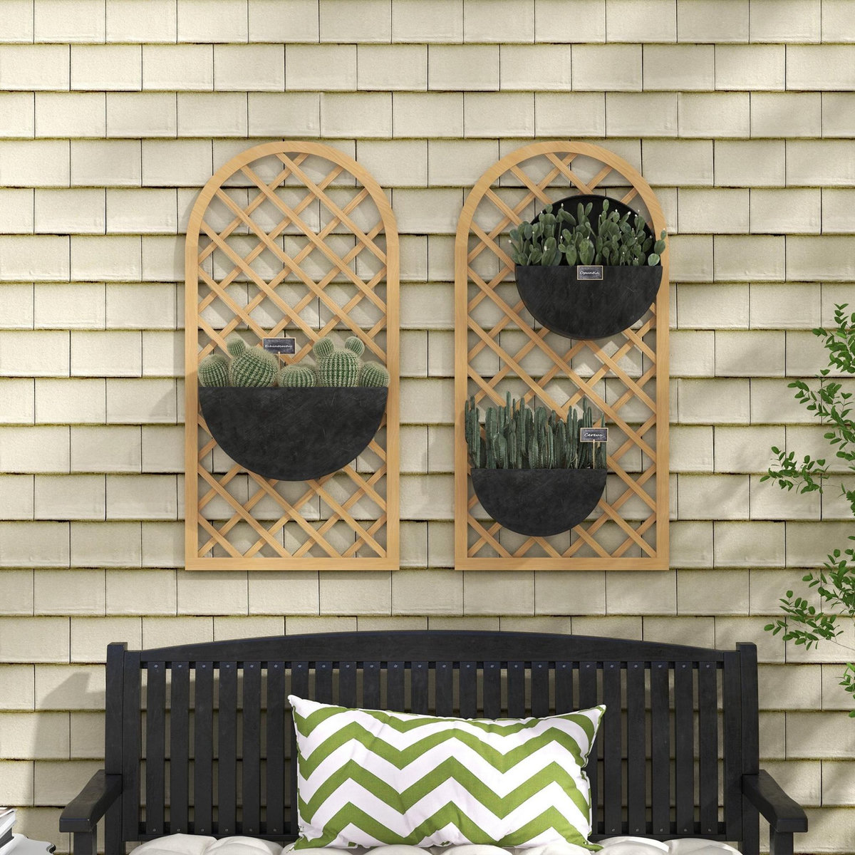 OUTSUNNY Lot de 2 treillis bois pour plantes grimpantes dim. 60L x 120H cm sapin pré-huilé