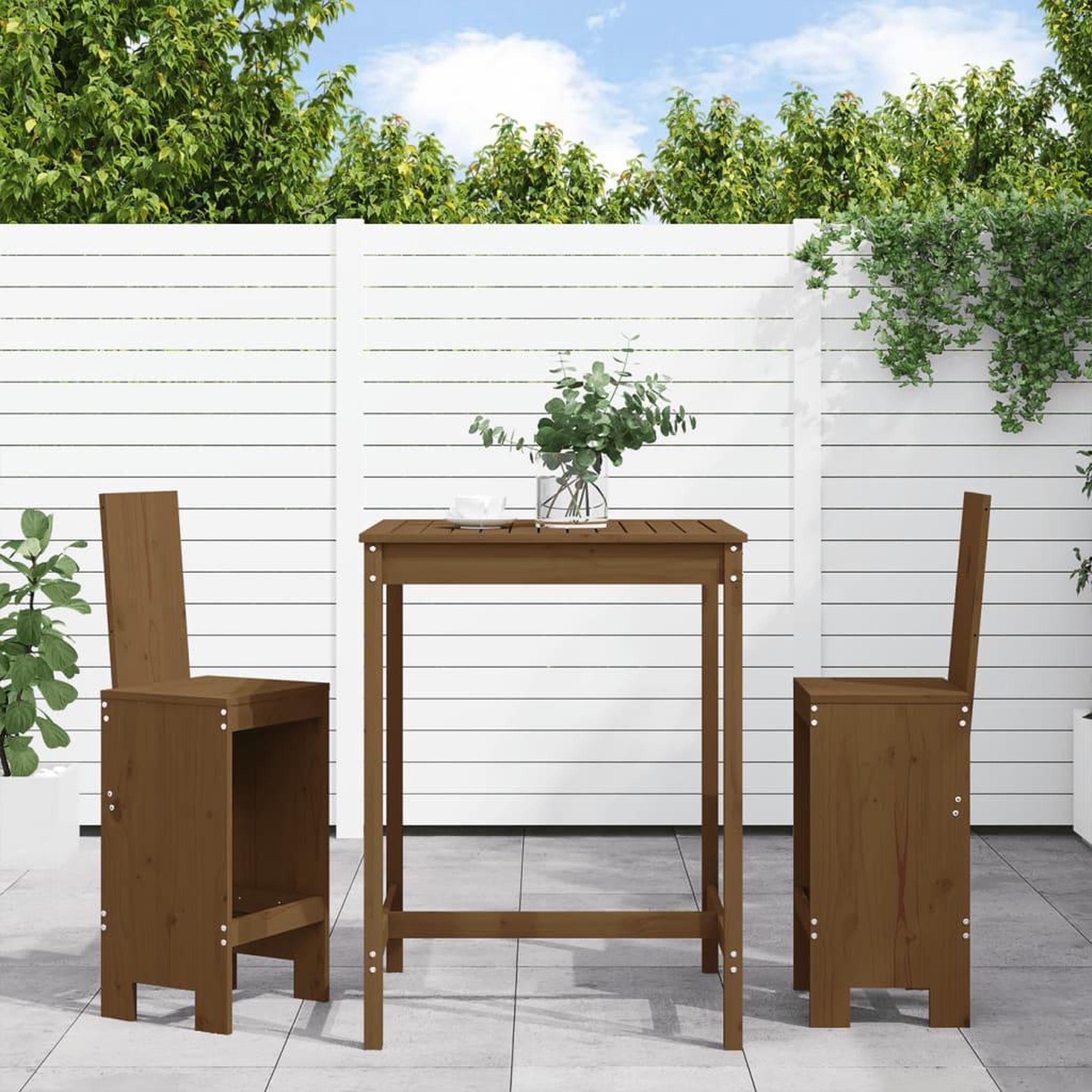 VIDAXL Ensemble de bar de jardin 3 pcs marron miel bois pin massif