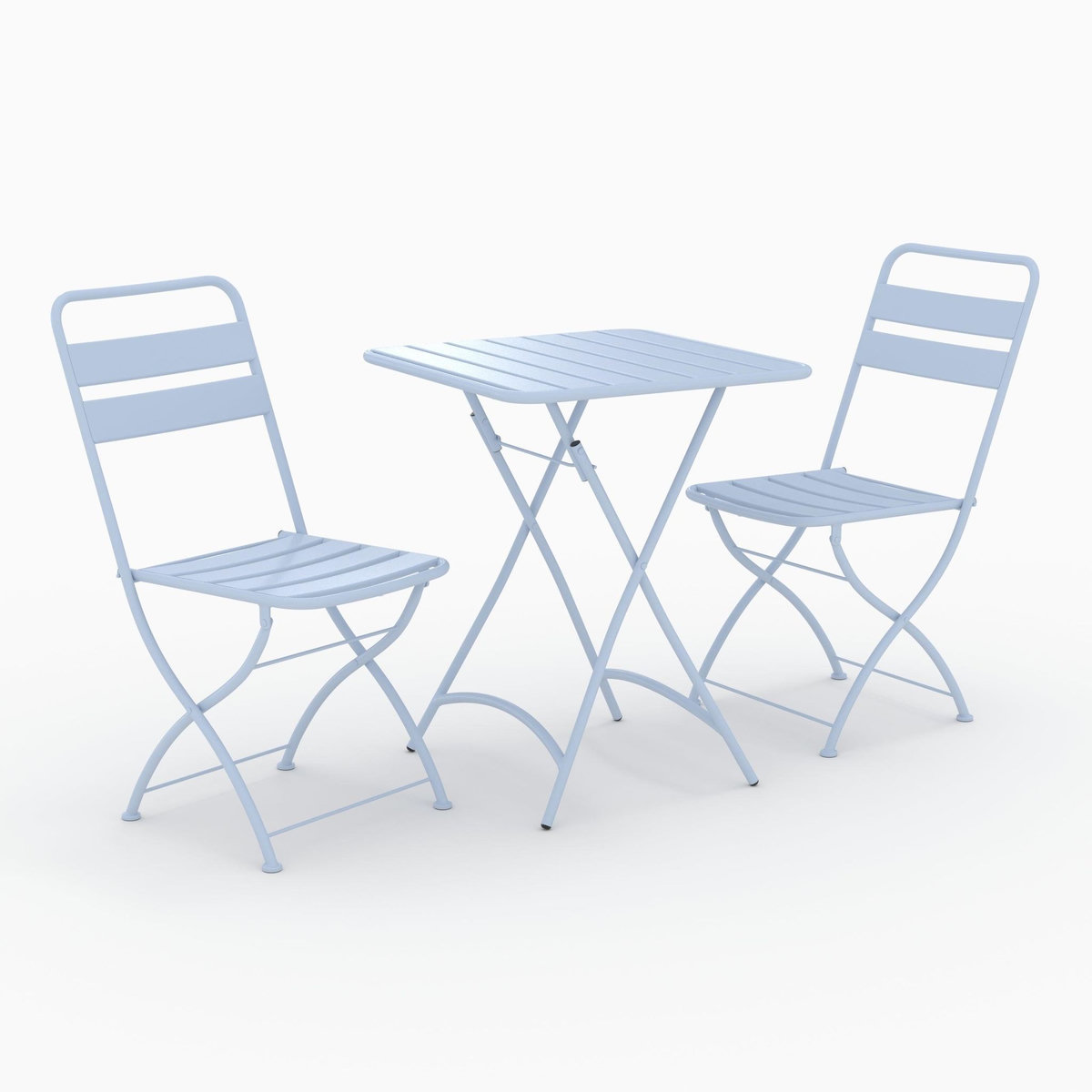 Rendez vous déco Table et chaises de jardin pliantes 2 personnes en métal bleu-Yumi