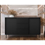 Voir la diapositive 5 : BEST MOBILIER Girona - buffet bas - noir - 3 tiroirs et 2 portes - 153 cm