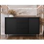 Voir la diapositive 5 : BEST MOBILIER Girona - buffet bas - noir - 3 tiroirs et 2 portes - 153 cm