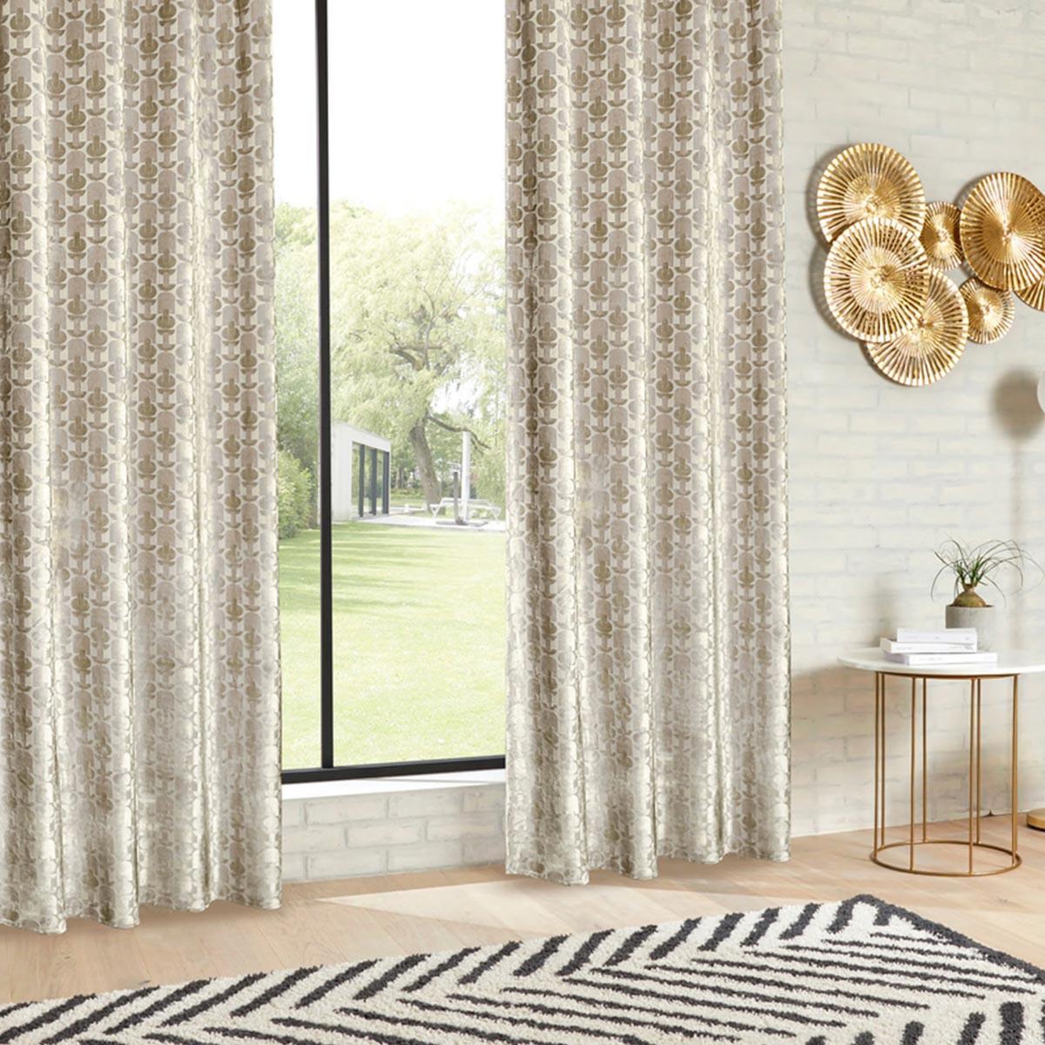 Voir la diapositive 3 : ATMOSPHERA Rideau jacquard en velours  luna  140x260cm beige lin