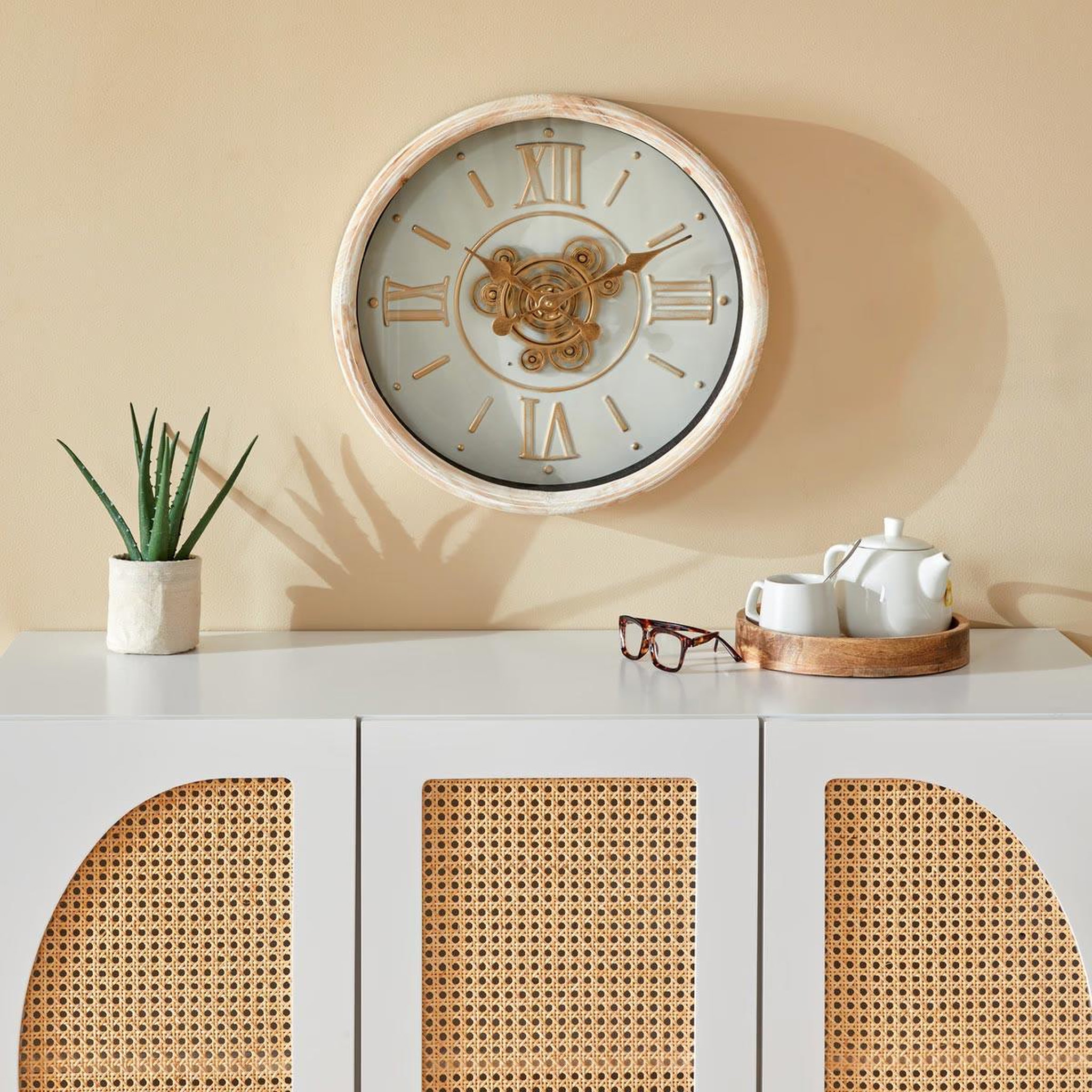 Voir la diapositive 4 : ATMOSPHERA Horloge murale mécanisme  sonika  49cm beige
