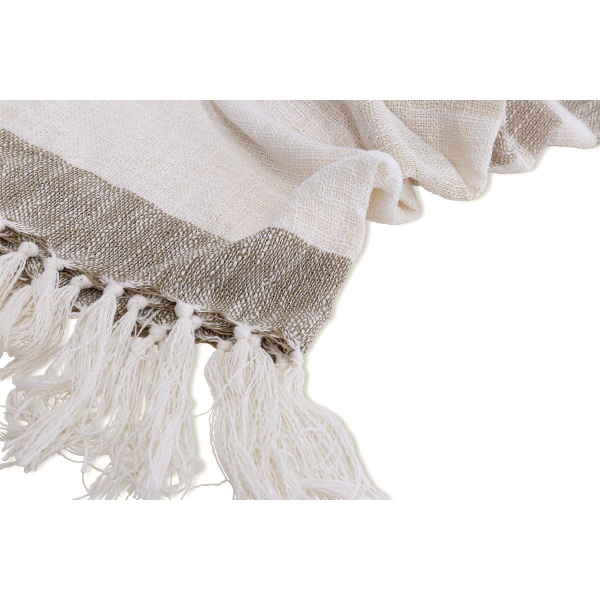 Voir la diapositive 4 : Paris Prix Plaid à franges  sandy  130x170cm beige & marron