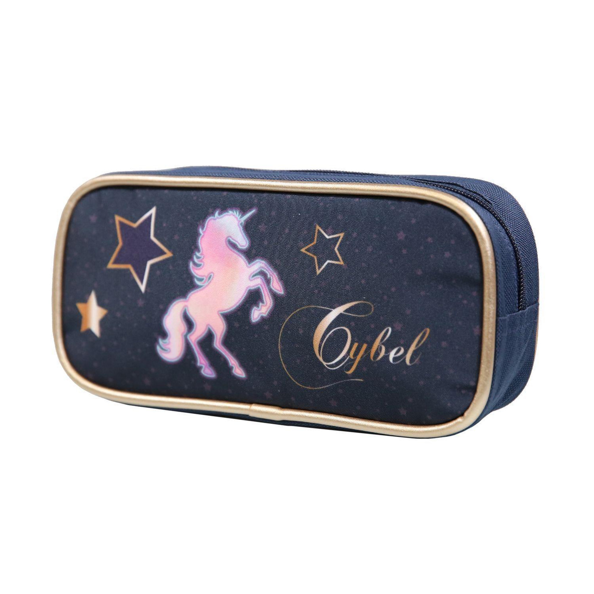 Voir la diapositive 2 : Bagtrotter Trousse scolaire rectangulaire Cybel Cheval Licorne Bleue Bagtrotter
