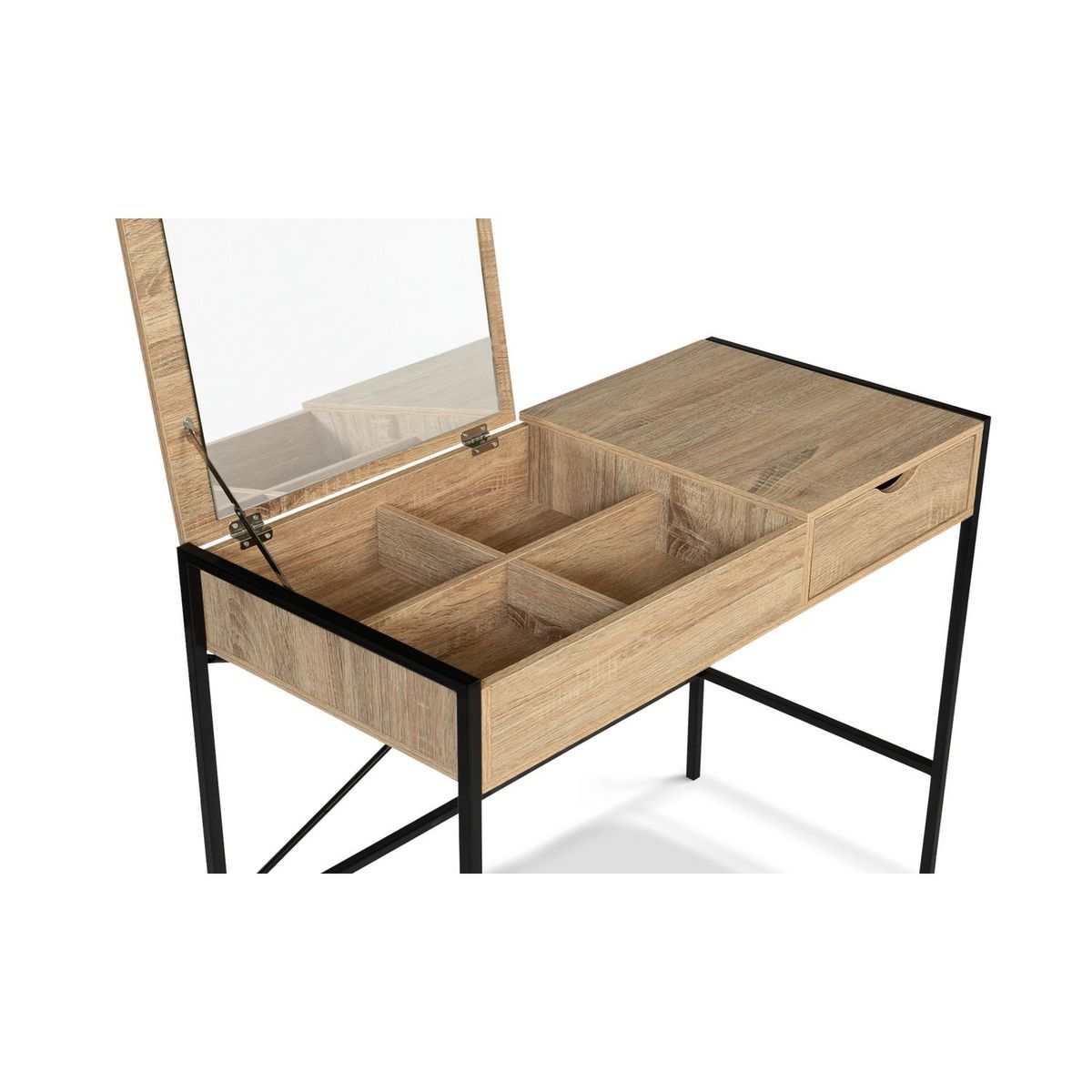 Coiffeuse avec miroir rabattable et tabouret FIONA