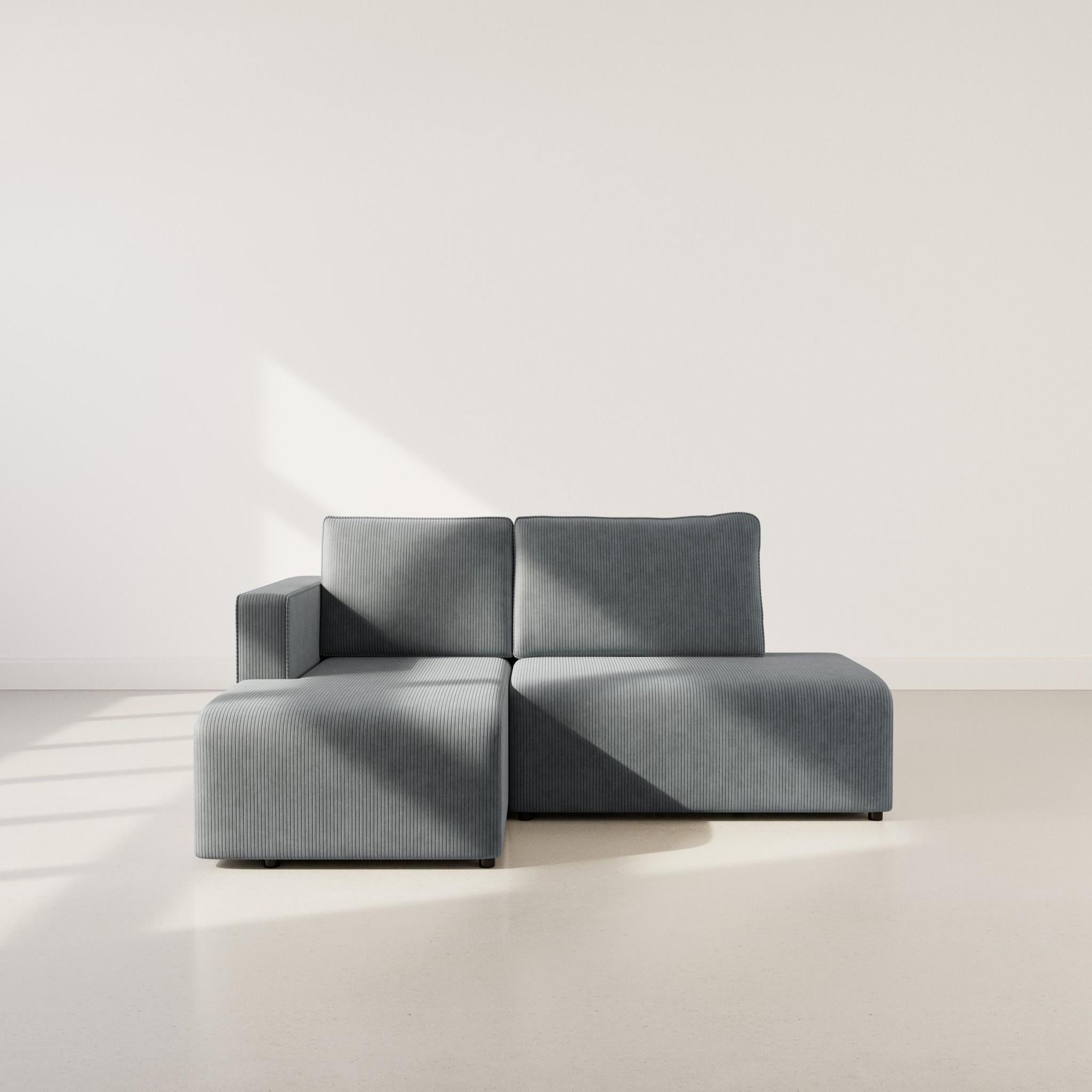 Voir la diapositive 5 : BEST MOBILIER Topaze - canapé d'angle gauche 4 places convertible avec coffre en velours côtelé