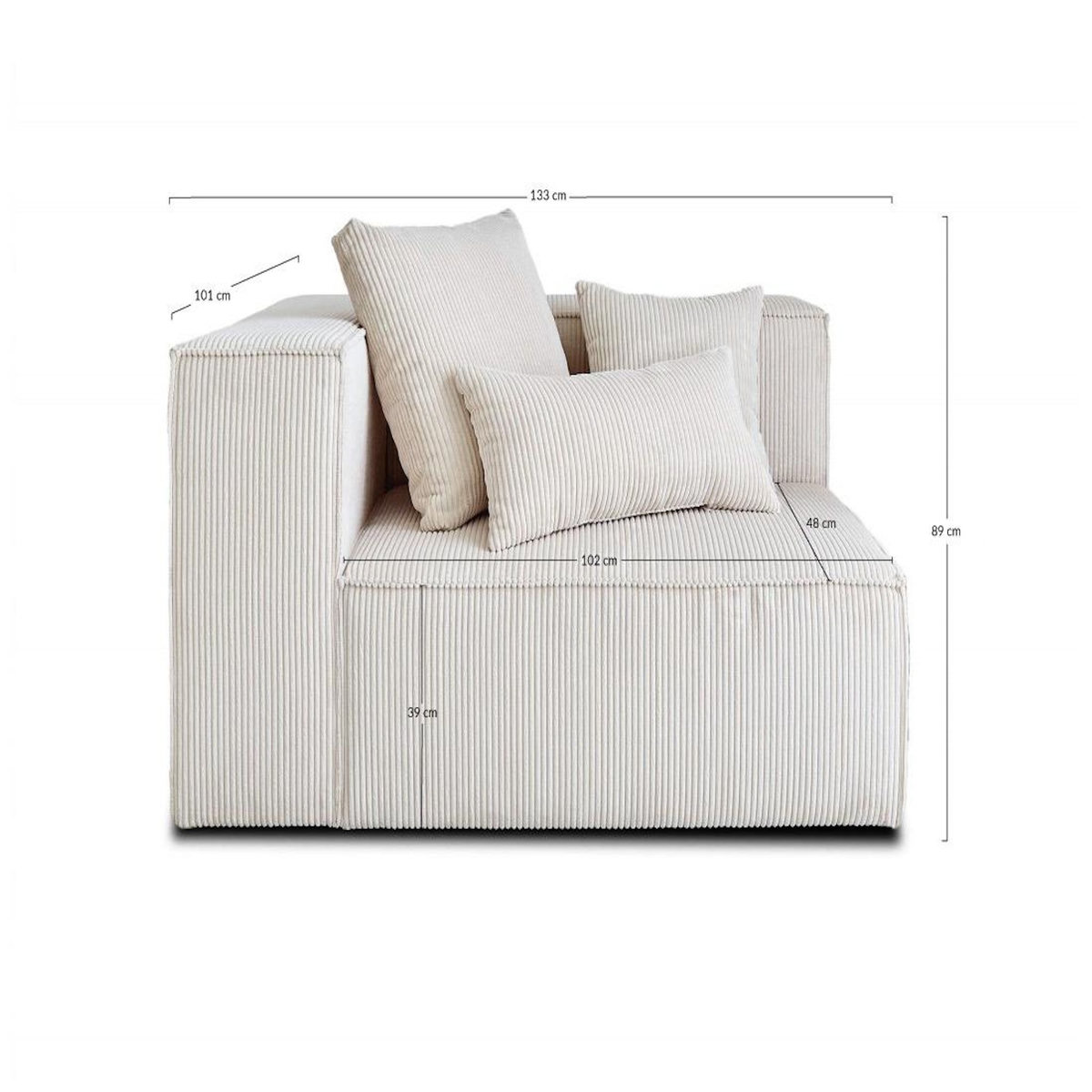 LISA DESIGN Colombine - module d'assise gauche - en velours côtelé