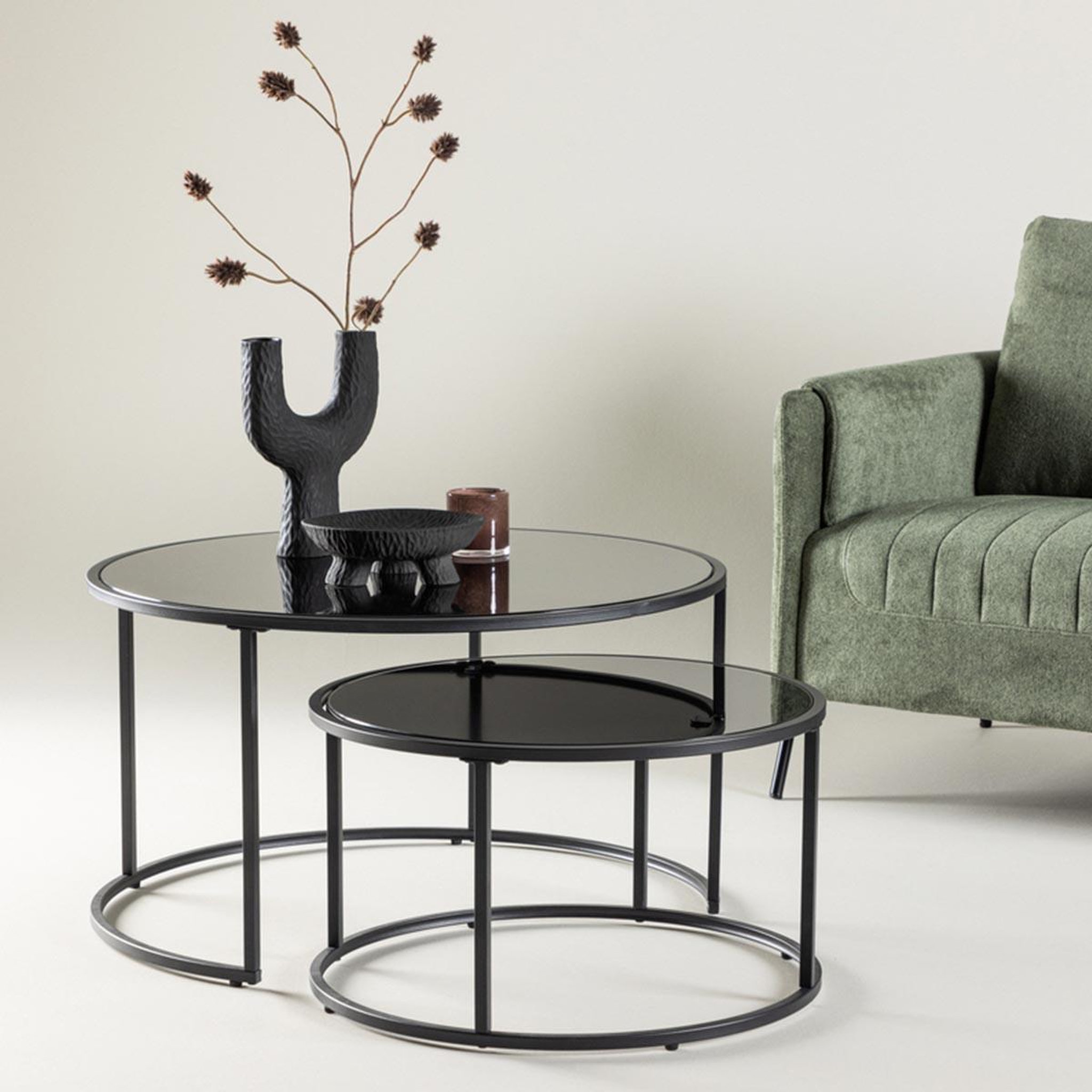 Voir la diapositive 6 : Paris Prix Lot de 2 tables basses gigognes  twin  79cm noir