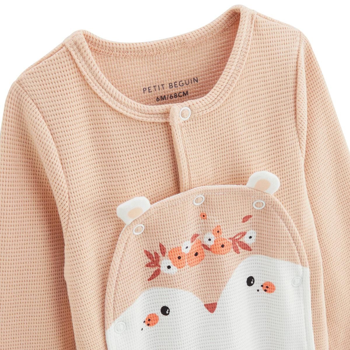 Petit Béguin Pyjama bébé en nid d'abeille ouverture pont Miss Plume